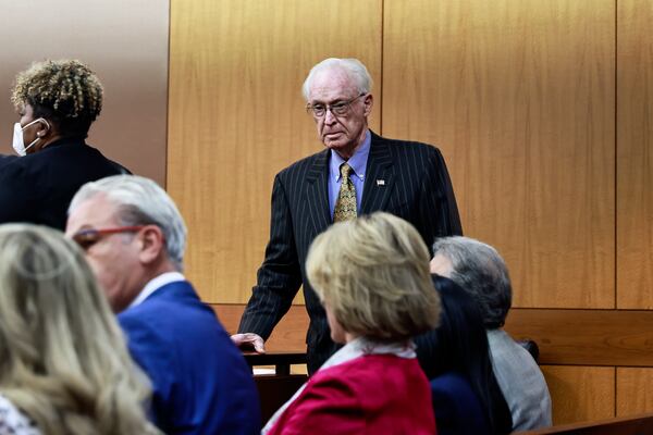 Billy Corey, friend and coworker of Diane McIver walks back to his seat after making remarks during the bond hearing for Tex McIver at Fulton County Courthouse on Friday, October 7, 2022. (Natrice Miller/natrice.miller@ajc.com)  