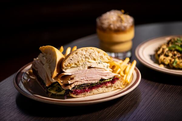 Wonderkid Roasted Turkey Sandwich with fresh mozzarella, cranberry relish and basil mayo.