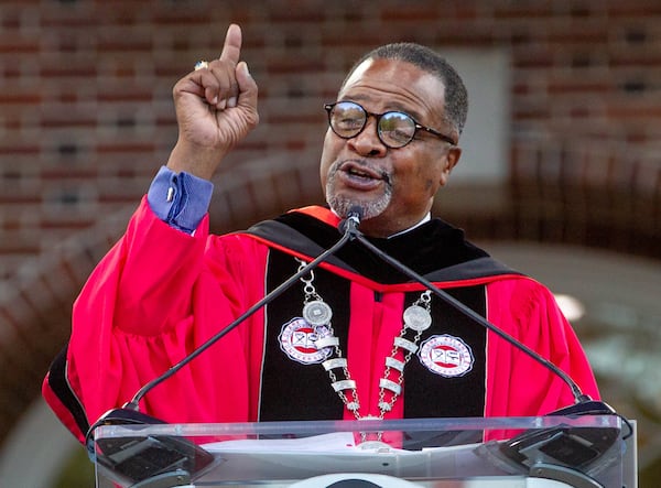 Clark Atlanta University President George T. French Jr. speaks at the 2020 graduation Saturday at the Harkness Hall Quadrangle in Atlanta on May 15, 2021. (Photo: Steve Schaefer for The Atlanta Journal-Constitution)