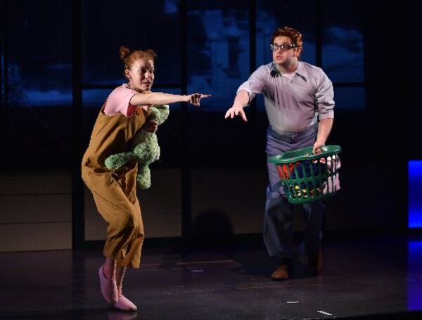 Devon Hales and Jeremiah Parker Hobbs in "Knuffle Bunny: A Cautionary Musical" at the Alliance Theatre. BRANT SANDERLIN/BSANDERLIN@AJC.COM