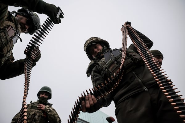 In this photo provided by Ukraine's 24th Mechanised Brigade press service, servicemen of the 24th Mechanised Brigade improve their tactical skills at the training field in Donetsk region, Ukraine, Friday, Nov. 29, 2024. (Oleg Petrasiuk/Ukrainian 24th Mechanised Brigade via AP)