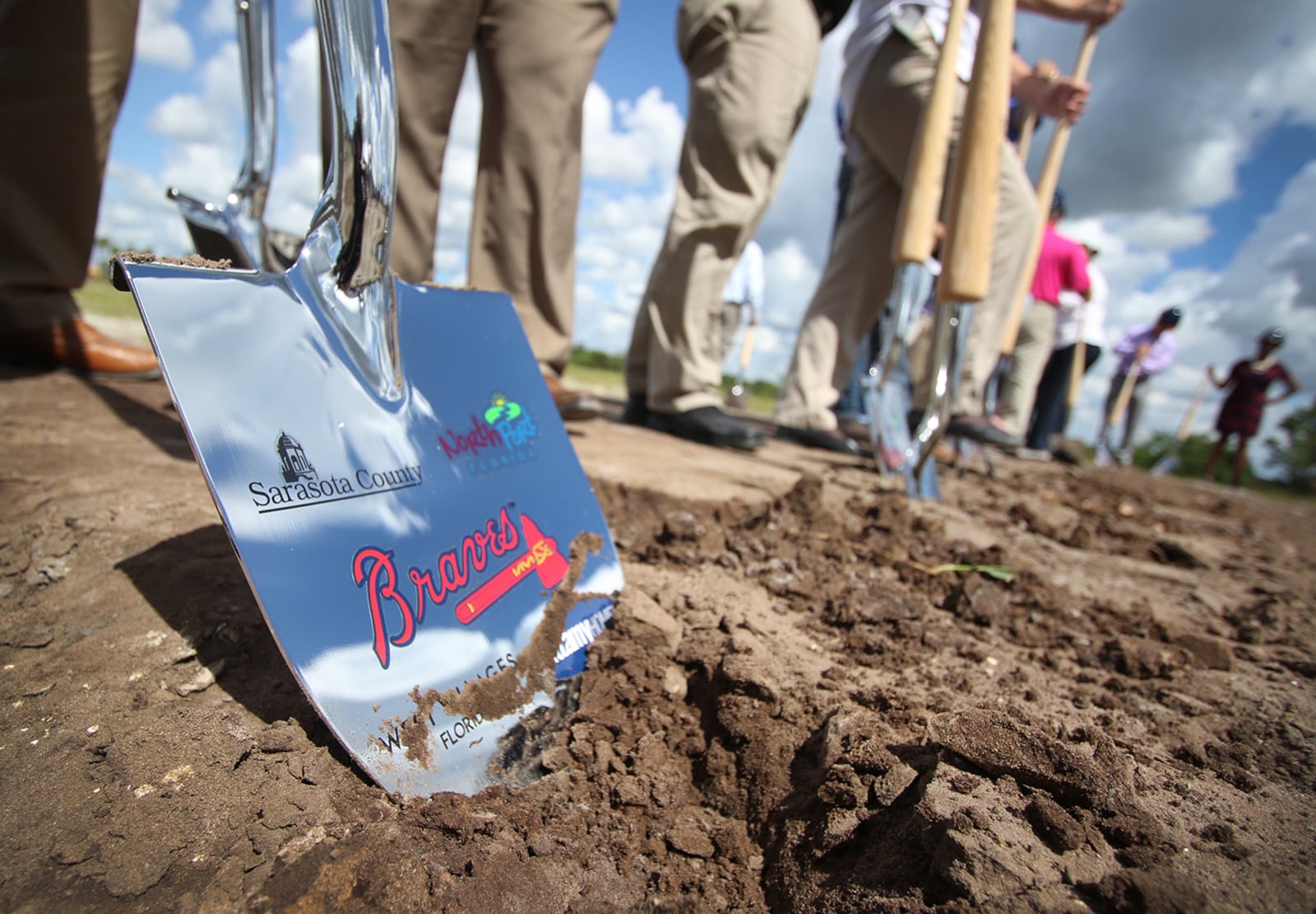 Local elected officials and Atlanta Braves team executives gathered to break ground on the new spring training facility in North Port, Fl. Monday Oct.16, 2017. The $100 million complex is scheduled to be completed in time for spring training 2019.   ( Herald-Tribune photo / Matt Houston )