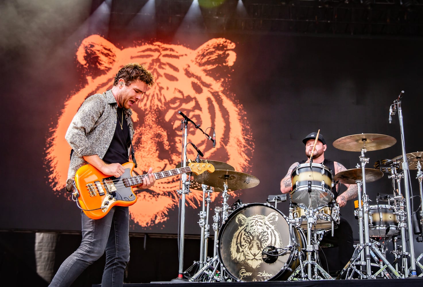 Atlanta, Ga: Royal Blood brought their massive, two-piece sound to the Peachtree Stage to close out Saturday afternoon. Photo taken Saturday May 4, 2024 at Central Park, Old 4th Ward. (RYAN FLEISHER FOR THE ATLANTA JOURNAL-CONSTITUTION)