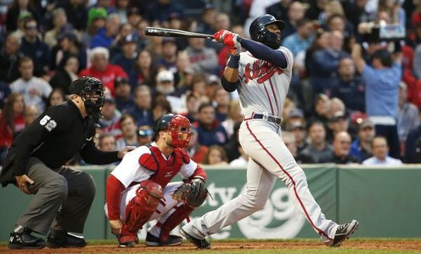 Jason Heyward hit his second homer in three days Thursday to put the Braves ahead 1-0 early. They blew a 3-1 lead late in a 4-3 loss at Boston. (AP Photo)