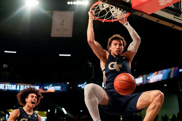 We don't have any photos from last night's game, so here's Georgia Tech guard Lance Terry dunking against Louisville.