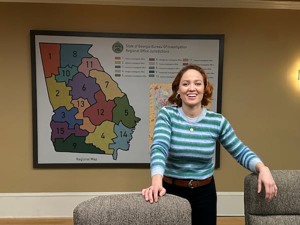 Erika Christensen, who plays Angie Polaski, during a tour of the set of "Will Trent." RODNEY HO/rho@ajc.com