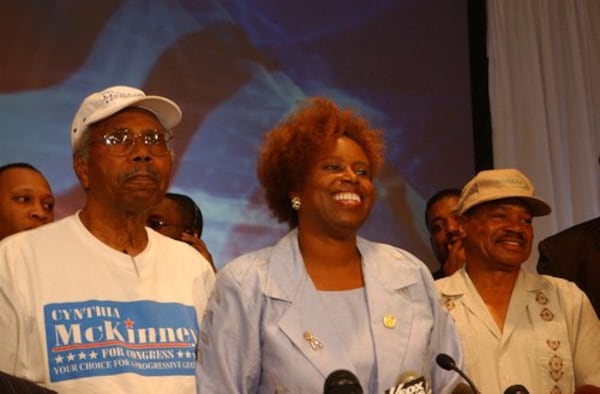 Billy McKinney stood by his daughter Cynthia McKinney as she waited for returns in the 2006 primary election. Hank Johnson forced McKinney into a runoff and ultimately won the U.S. House of Representatives seat for Georgia's 4th district.