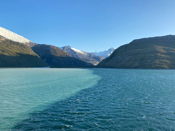 Paul Durden of Tucker sent this photo of the Beagle Passage in Chile from February 2020. "The green, glacial melt fresh water meets the salt water of the channel. At the 'bottom of the world' near Cape Horn," he wrote.