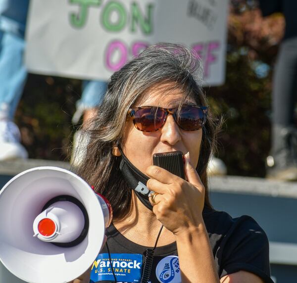 Author and activist Anjali Enjeti at a political rally in Suwanee. 
Contributed by Debashri Sengupta