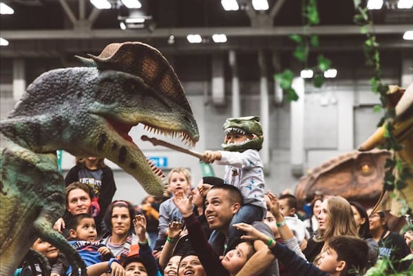 Get up close and touch (or even ride) life-like animatronic dinosaurs at Jurassic Quest.