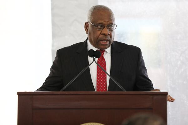 Georgia lawmakers are divided over that a statue of Justice Clarence Thomas (above) belongs on the grounds of the state Capitol.  (Miguel Martinez for The Atlanta Journal-Constitution)