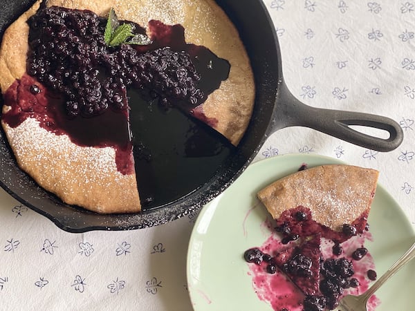 You’ll want to prepare your blueberry sauce before you make your Dutch baby pancake. CONTRIBUTED BY KELLIE HYNES