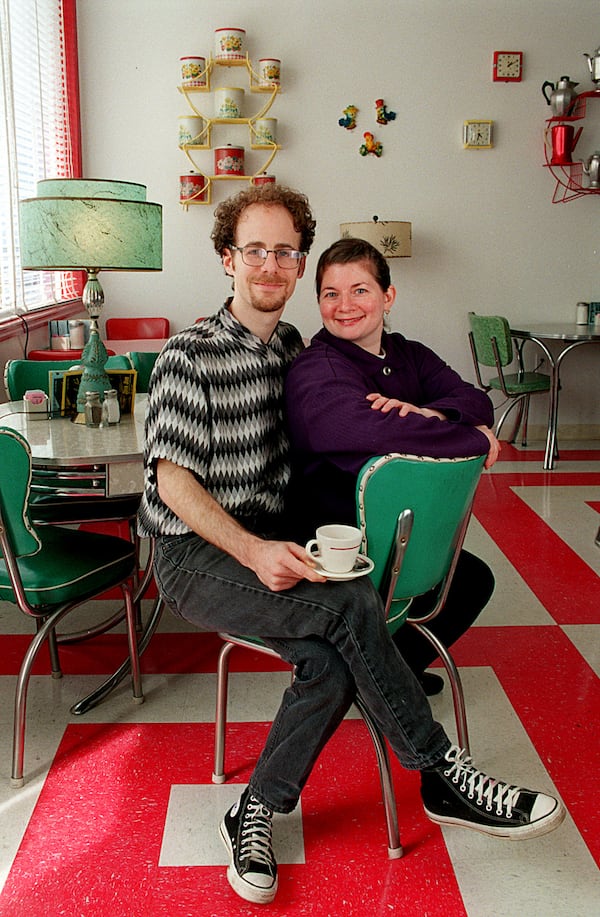 Steven Horwitz and his wife Shira Levetan, the owners of Java Jive, are pictured in the restaurants in the mid-1990s.  / AJC file photo