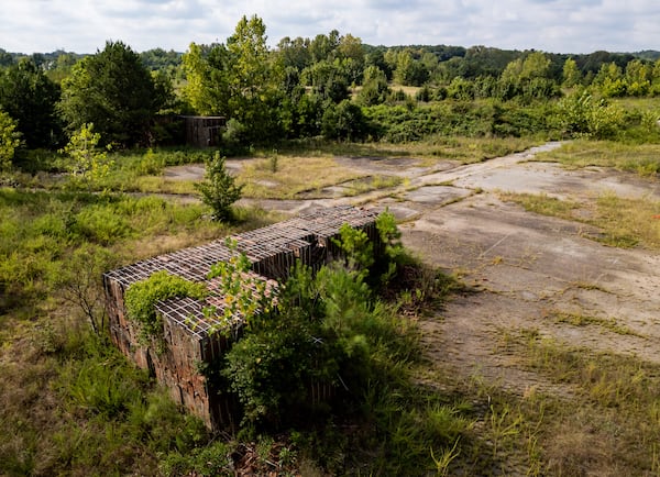 A pile of bricks at the site of the Chattahoochee Brick Company in Atlanta seen on Wednesday, August 14, 2024. (Seeger Gray / AJC)