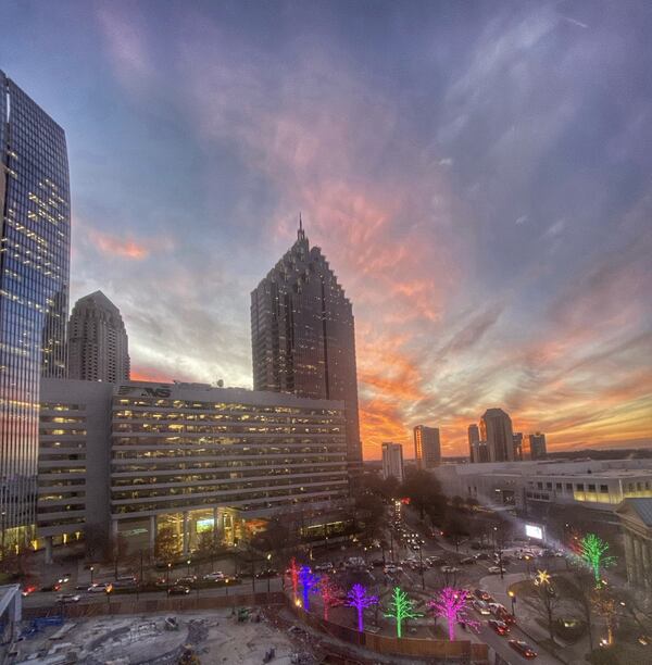 "This photo was taken on December 19, 2019, from my balcony on the tenth floor of Colony House at the corner of Peachtree Street and 15th Street, NE.," wote Louie M. Stewart.