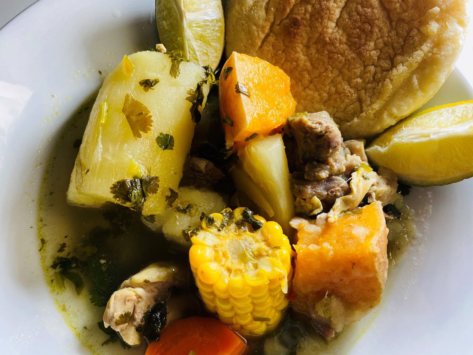 Sancocho is a Venezuelan-style soup, with vegetables, beef and chicken. Bob Townsend for The Atlanta Journal-Constitution