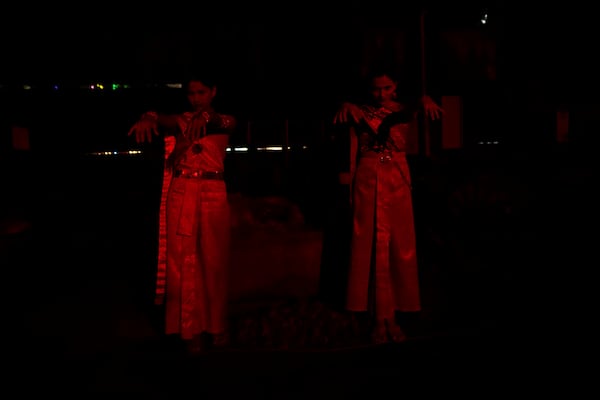 Visitors dressed in a ghost costumes at Goosebump market as a part of Halloween festival in Bangkok, Thailand, Wednesday, Oct. 30, 2024. (AP Photo/Sakchai Lalit)