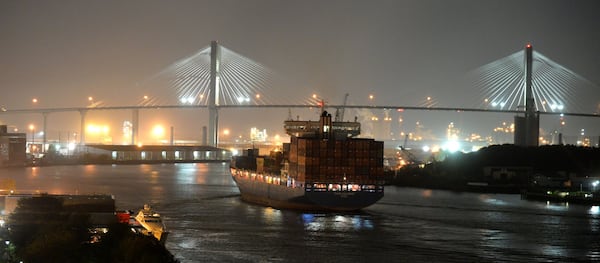 The 600-foot cargo ship Kaan Kalkavan navigates up the Savannah River to the Port of Savannah in 2014. BRANT SANDERLIN / BSANDERLIN@AJC.COM .