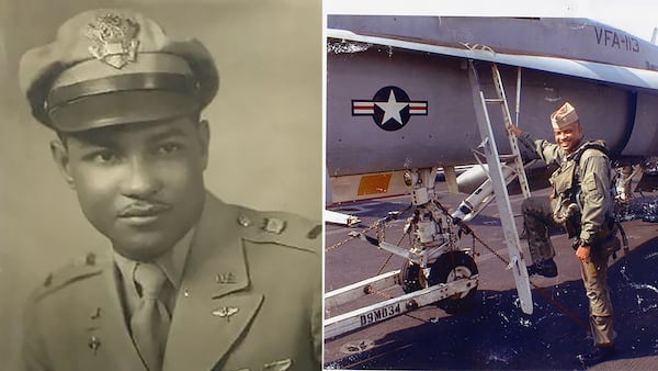 The late Lt. Col. Joseph Blaylock (left) and his son, retired Navy Capt. Harvey McDonald.