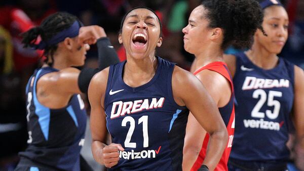 Former Atlanta Dream guard Renee Montgomery, now a part owner and vice president of the Dream, was honored Thursday afternoon as the award’s first recipient. (Curtis Compton/ccompton@ajc.com)