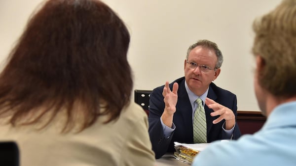 Chairman of the State Board of Pardons and Paroles Terry Barnard during Victims Visitor’s Day April 19, 2016. Victims of crime were able to meet face-to-face with members of the Parole Board to discuss the status of the case against the people in prison for harming them or their family. BRANT SANDERLIN/BSANDERLIN@AJC.COM