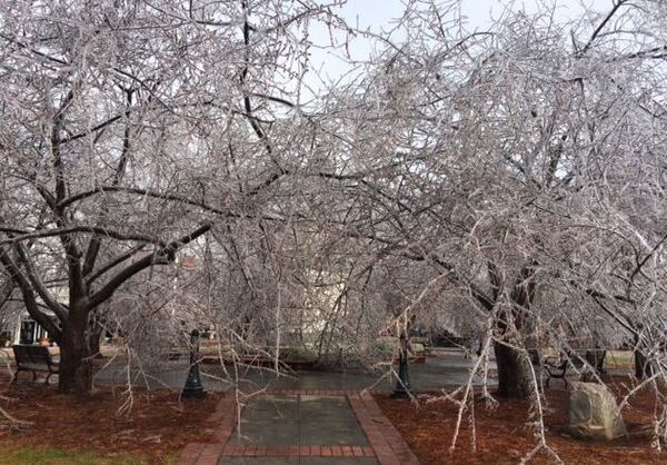 Gainesville Square was pretty much closed for business Tuesday with only four of stores open when the ice started crashing down from the trees around 11:30 a.m.