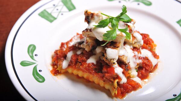 Lasagna primavera with grilled chicken is seen at Olive Garden Italian Restaurant on Wednesday August 14, 2013 in Falls Church, VA.  (Photo by Matt McClain/ The Washington Post via Getty Images)