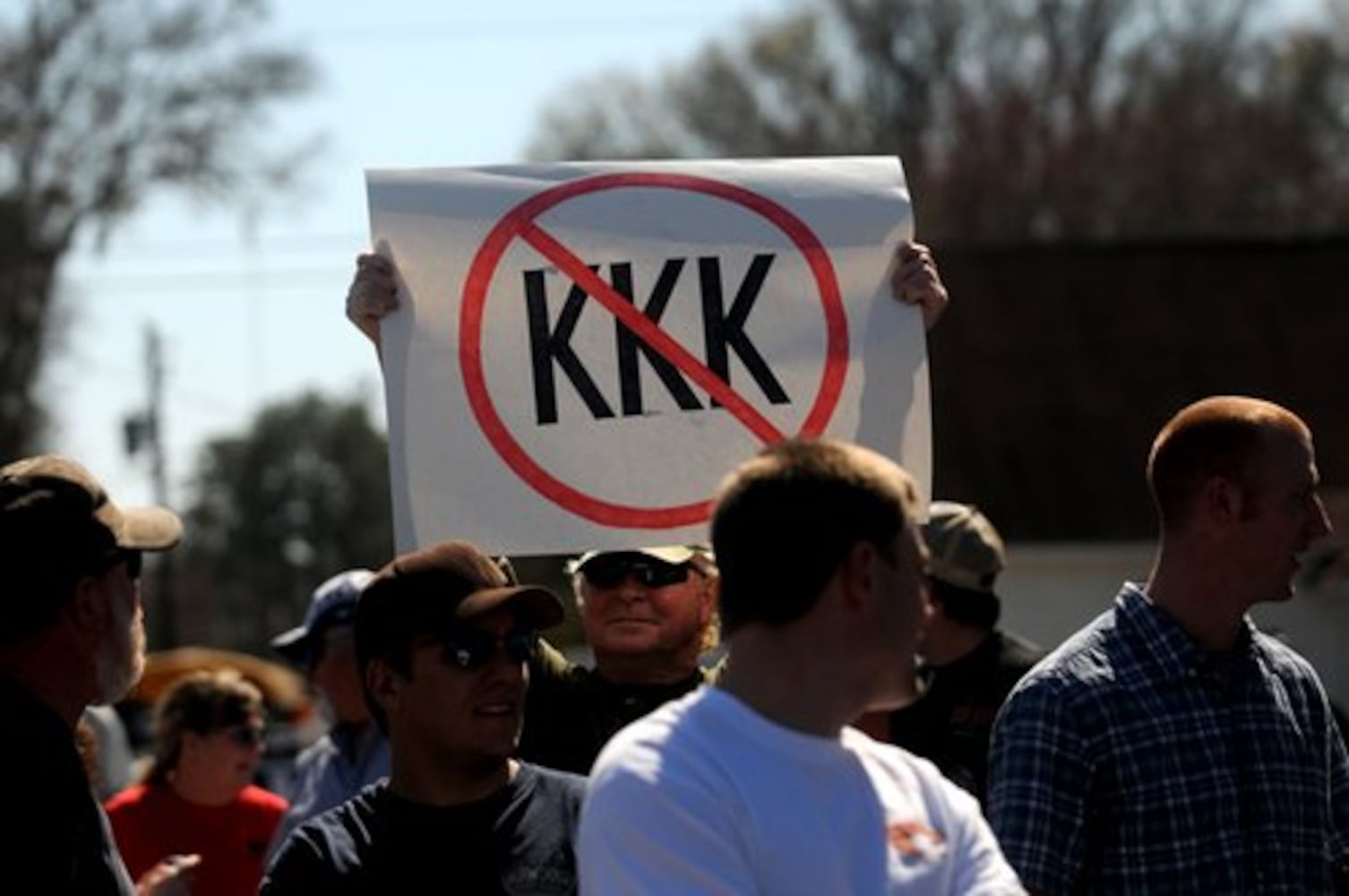 Mixed crowd at Ku Klux Klan rally in Georgia