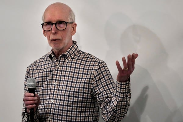 David McFarlane speaks during a town hall meeting at the George Culver Community Library Thursday, March 6, 2025, in Sauk City, Wis. (AP Photo/Morry Gash)