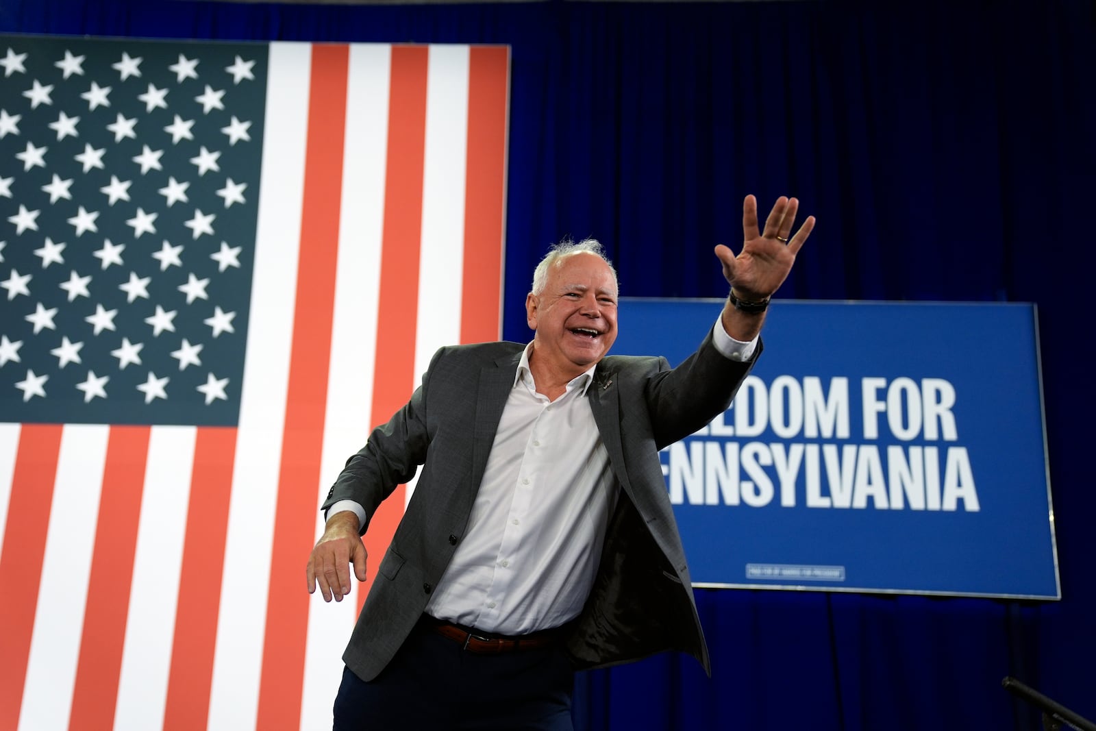 Minnesota Gov. Tim Walz, the Democratic vice presidential candidate, will campaign in Michigan today. He led a rally in Pennsylvania earlier this week.