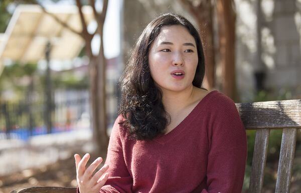 Army Cadet Jihea Song talks about her experience with going to college while at the Emory University main campus in Atlanta on Oct. 28, 2019. Song served three years as a U.S. Army combat medic in South Korea. She says she is studying International Affairs at the university. She is also working to become an officer in the Army through the U.S. Army Green to Gold Active Duty Option program. ALYSSA POINTER / ALYSSA.POINTER@AJC.COM