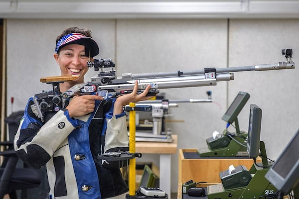 Sgt. Sagen Maddalena is heading into her second Olympic games and will be competing in both the 10m air rifle and 50m smallbore events. (Photo Courtesy of Darrell Roaden/Ledger-Enquirer)