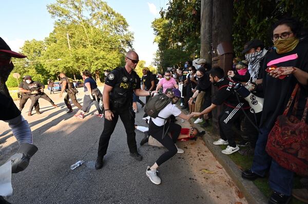 Protestors outside the Governor's Mansion on Saturday, May 30, 2020. 