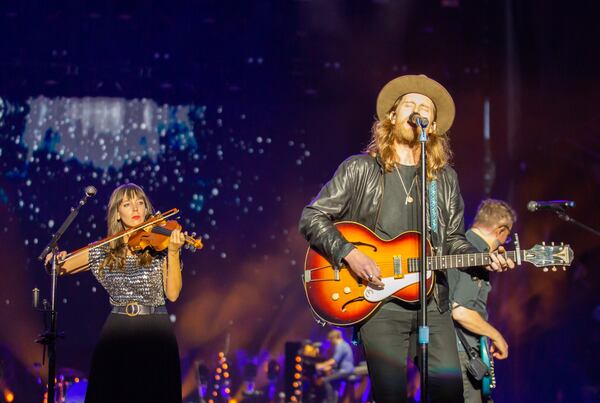 The Lumineers close out the Shaky Knees Music Festival - 10 years after they closed the first one. The three-day fest concluded at Atlanta's Central Park on Sunday night, May 7, 2023. (RYAN FLEISHER FOR THE ATLANTA JOURNAL-CONSTITUTION)