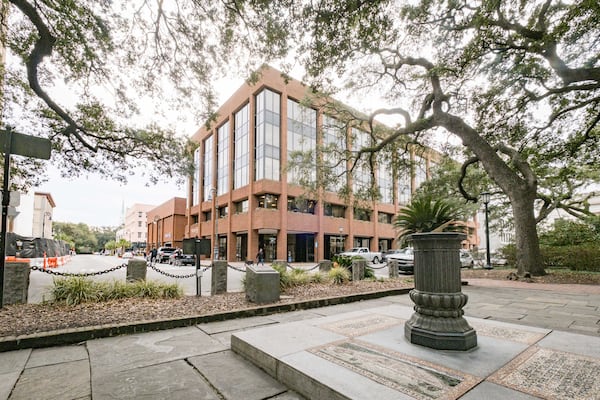 The Truist Bank building on Johnson Square in Savannah. (Justin Taylor for AJC)