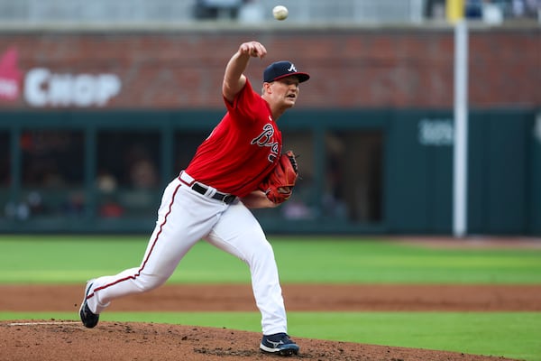 Atlanta Braves starting pitcher Michael Soroka delivers to a Miami Marlins batter during the second inning at Truist Park, Friday, June 30, 2023, in Atlanta. Jason Getz / Jason.Getz@ajc.com)