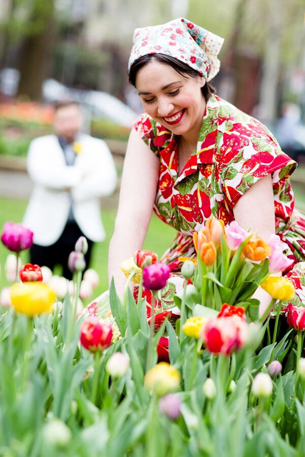 Spencer Viator (in back) performs as Belfiore and Ashley Kerr performs as Sandrina in the Atlanta Opera production of Wolfgang Amadeus Mozart’s “The Secret Gardener” with costumes by Beth Goldberg. The show, being held at the Atlanta Botanical Garden, is May 19-20. CONTRIBUTED BY FAY FOX