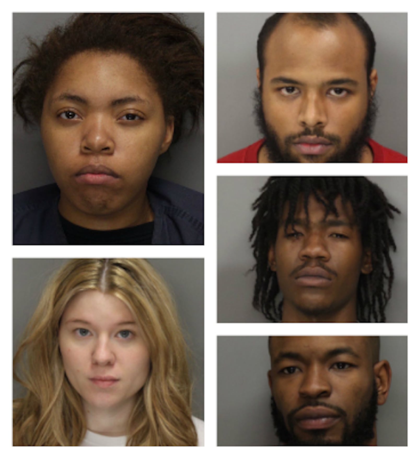 Clockwise starting from top left: Thadeshia Bettyann Clark, Jonathan Matthew Wilkes, Omar Rasheed Savior, Christopher Dorian Hanna and Abby Constance Hanna.