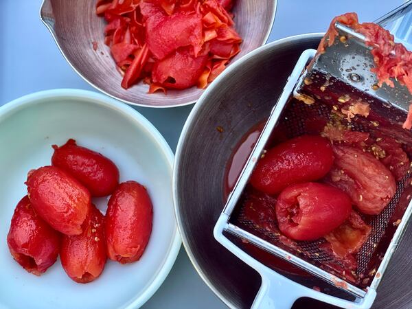 To make passata, a flavor-packed Italian tomato sauce, use a food mill or simply press the tomatoes in a potato ricer or grate them with a box grater. Then use the back of a wooden spoon to press the tomato pulp and juice through a strainer. CONTRIBUTED BY KELLIE HYNES