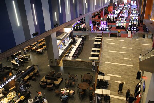 The casino floor (food court and bar to the left) at Harrah’s Cherokee Valley River in Murphy, N.C. , which celebrated a fruitful first year in September 2016. MELISSA RUGGIERI / MRUGGIERI@AJC...