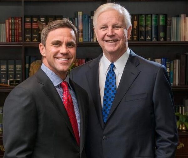 Adam Malone, left, with his late father, Bill Malone, who was one of Georgia’s top attorneys.