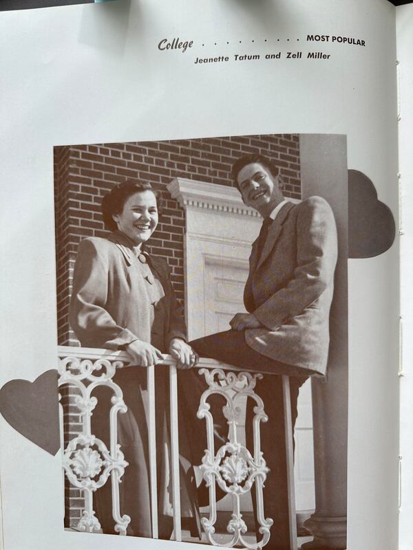 Zell Miller, pictured here in the Young Harris College yearbook, was Most Popular in the graduating class of 1951. Fletcher Page/AJC