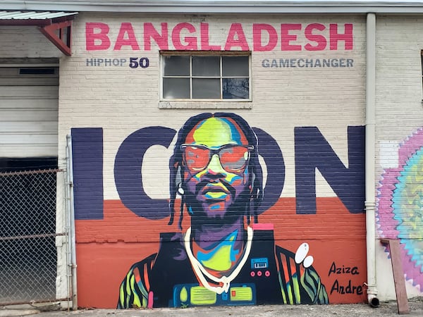 Aziza Andre’s Krog Street mural of record producer, songwriter and rapper Bangladesh (Shondrae Lee Crawford).