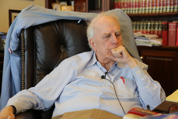 Former Gov. Roy Barnes as he discusses the Leo Frank case. (TYSON HORNE /TYSON.HORNE@AJC.COM)