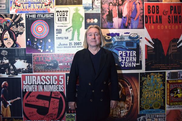  Live Nation Atlanta president Peter Conlon poses against the front wall of the new Coca-Cocal Roxy, which is adorned with posters from shows that took place in the era of the original Roxy in Buckhead. Photo: HYOSUB SHIN / HSHIN@AJC.COM