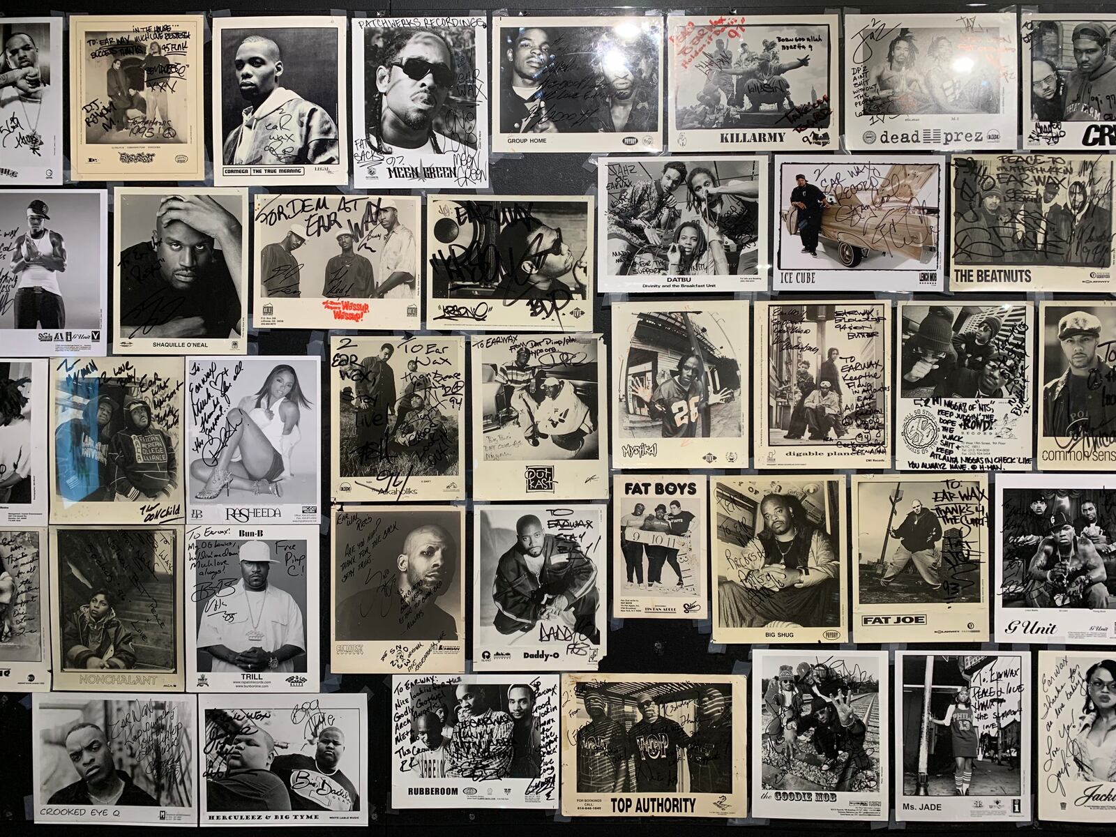 The photo wall on display at "You Don't Got Dis: A Hip Hop Legacy."