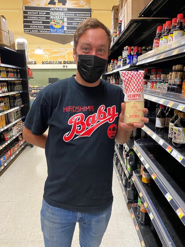 Corban Irby, the chef behind Atlanta’s popular OK Yaki pop-up, shows us where to find okonomiyaki condiments in the Japanese aisle of Buford Highway Farmers Market in Doraville.
Wendell Brock for The Atlanta Journal-Constitution