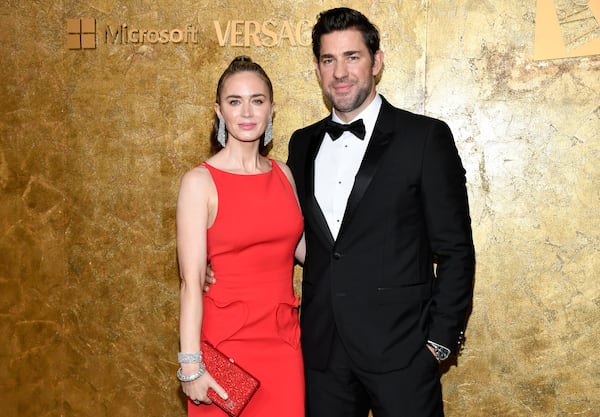 FILE - Emily Blunt, left, and John Krasinski attend The Albies, hosted by the Clooney Foundation for Justice, at the New York Public Library, Sept. 28, 2023, in New York. (Photo by Evan Agostini/Invision/AP, File)