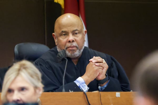 Judge Ural Glanville is shown in his court room during the Atlanta rapper Young Thug trial at the Fulton County Courthouse, Friday, March 22, 2024, in Atlanta. (Jason Getz / jason.getz@ajc.com)