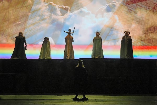 Wotan (top center, with the Gods in a scene from 2023’s “Das Rheingold”) is “arguably the hero of ‘The Ring,’ but in act two he is bookended by two extraordinarily powerful women: Fricka, and Brünnhilde, who later rebels against him,” observes Atlanta Opera leader Tomer Zvulun about “Die Walküre.”